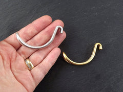 Bracelet Bar Hook, Curved Bracelet Bar, Hook Bar, Hook Connector, Hook Bracelet, Bracelet Blank, Bracelet Connector, Matte Antique Silver