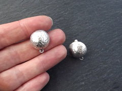 Hammered Dome Posts, Post Earrings, Dome Earrings, Stud Earrings, Ear Post, Earring Component, Matte Silver, 1 Pair, with Butterfly Backs