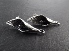 Flower Earring Posts, Calla Lily Earring, Post Earrings, Stud Earrings, Ear Post, Earring Component, Matte Silver, 1 Pair, Butterfly Backs