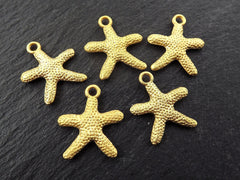 Starfish Charms Sea Star Charms, Beach Jewelry Style, Bracelet Charms, Nautical charms, Sea Life, Sea Creature, 22k Matte Gold, 5pcs