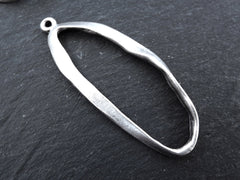 Oval Loop Pendant, Large Organic Loop, Ring Pendant, Oval Ring, Twisted Loop Pendant, Closed Loop, Connector, Matte Antique Silver, 1pc