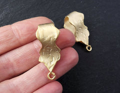 Large Gold Bails, Unusual Textured Pendant Bails, Bead Tube, Bail For Pendants, Ethnic Findings, Tribal Pendant, 22k Matte Gold Plated, 2pc