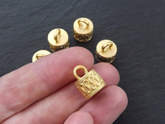 Gold Bead Caps, Gold Tassel Caps, Bali Bead Caps, Bali Tassel Cap, Wavy Line detail, Tibetan Style, Gold End Cap, 22k Matte Gold Plated, 5pc