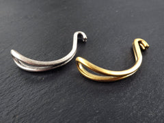 Bracelet Bar Hook, Curved Bracelet Bar, Hook Bar, Hook Connector, Hook Bracelet, Bracelet Blank, Bracelet Connector, Matte Antique Silver