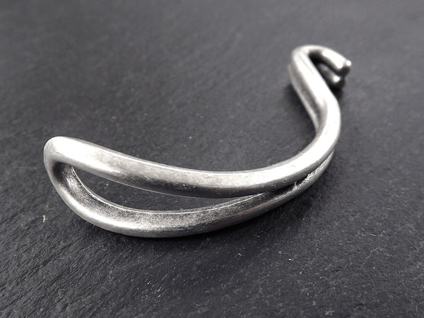 Bracelet Bar Hook, Curved Bracelet Bar, Hook Bar, Hook Connector, Hook Bracelet, Bracelet Blank, Bracelet Connector, Matte Antique Silver