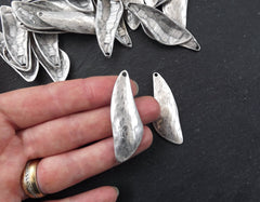 Organic Earring Pendants, Wing Pendants, Seed Wing Pendants, Silver Wing Pendants, Sycamore Seed Shape, Matte Antique Silver Plated, 2pc