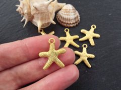 Starfish Charms Sea Star Charms, Beach Jewelry Style, Bracelet Charms, Nautical charms, Sea Life, Sea Creature, 22k Matte Gold, 5pcs