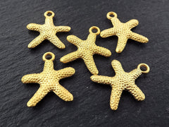 Starfish Charms Sea Star Charms, Beach Jewelry Style, Bracelet Charms, Nautical charms, Sea Life, Sea Creature, 22k Matte Gold, 5pcs