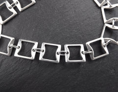 Silver Necklace Chain with Clasp, Chunky Statement Chain, Empty Chain, Blank chain, Necklace Supplies, Square Link, Matte Antique Silver 19"