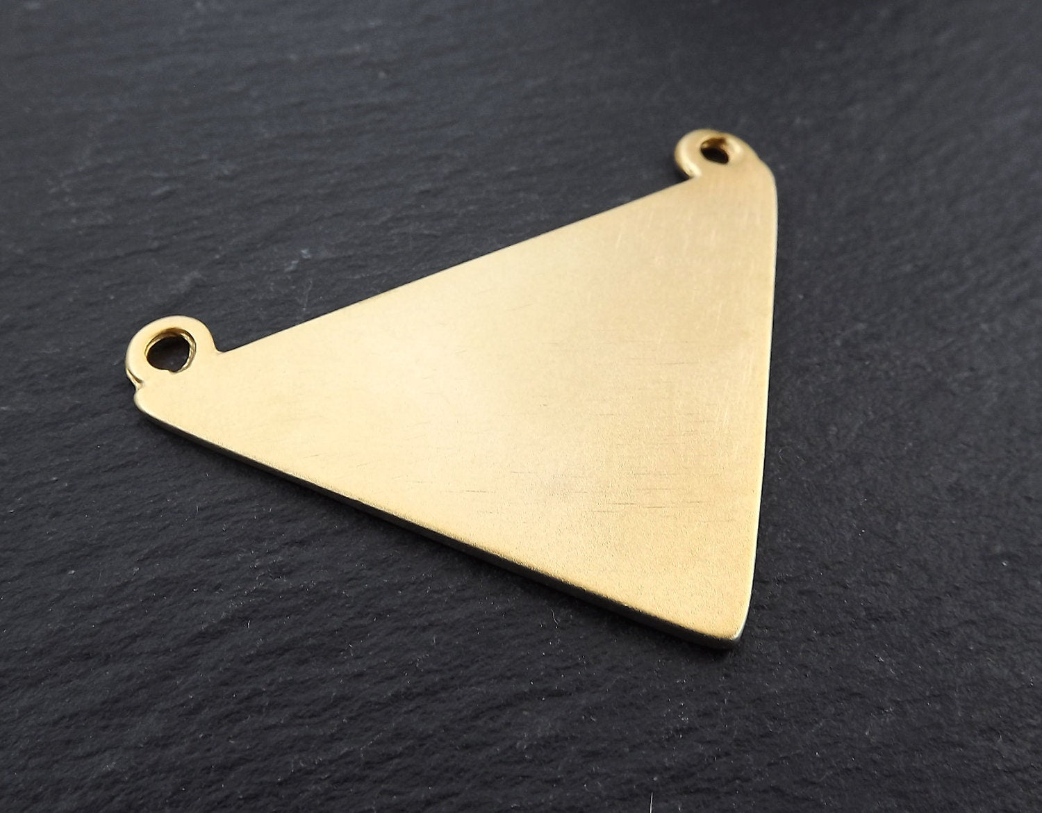 Gold Triangle Pendant, Blank Triangle, Minimalist, Geometric, Statement Pendant, Triangle Connector, Two Loops, 22k Matte Gold Plated, 1 PC
