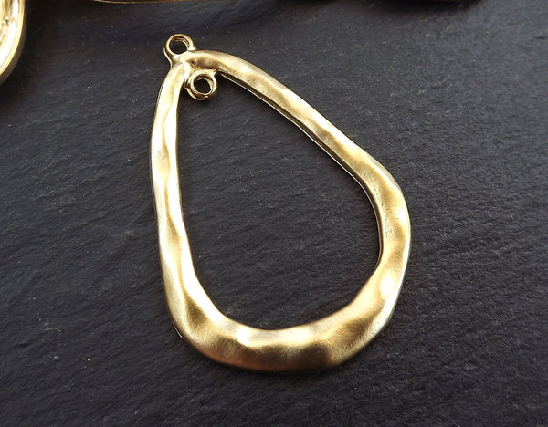 Large Teardrop Loop Pendant, Gold Tear Drop Dangle, Focal Pendant, Teardrop Connector, Necklace Pendant, 22k Matte Gold plated, 1pc