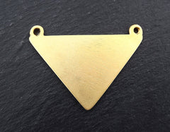 Gold Triangle Pendant, Blank Triangle, Minimalist, Geometric, Statement Pendant, Triangle Connector, Two Loops, 22k Matte Gold Plated, 1 PC