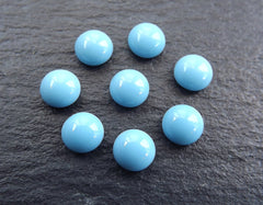 6mm Pale Blue Glass Cabochons, Blue Czech Glass, Dome Cabochon, Round Glass Beads, 8pcs