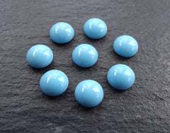 6mm Pale Blue Glass Cabochons, Blue Czech Glass, Dome Cabochon, Round Glass Beads, 8pcs