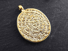 Greek Phaistos Disc Pendant, Phaistos Pendant, Greek Jewelry, Gold Phaistos Disc, Greek Mythology, Wearable Art, 22k Matte Gold Plated