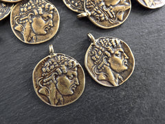 Bronze Alexander Coin, Bronze Greek Coin Pendant, Medallion Pendant, Tetradrachm of the Seleucid, King Alexander Balas, Antique Bronze, 2pc