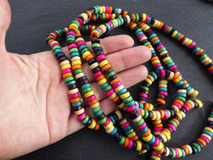 Rainbow Wood Beads, Mixed Color, Colorful, Multicolor, Wooden Beads, Heishi Beads, Round Spacers, 16 inch Strand, 8mm, 2 Strands, Mix 1