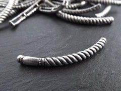 Twisted Bar Bead, Silver Curve Bead, Silver Tube Spacer, Curve Tube, Beading Tube, Silver Bar, Bracelet Bead, Bar Tube, Antique Silver 1pc