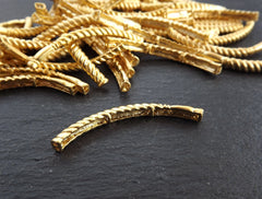Twisted Bar Bead, Gold Curve Bead, Gold Tube Spacer, Curve Tube, Beading Tube, Gold Bar, Bracelet Bead, Bar Tube, 22k Matte Gold, 1pc