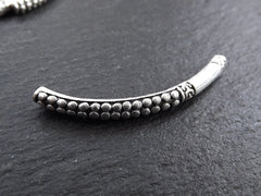 Dotted Bar Bead, Silver Curve Bead, Silver Tube Spacer, Curve Tube, Beading Tube, Silver Bar, Bracelet Bead, Bar Tube, Antique Silver, 1pc