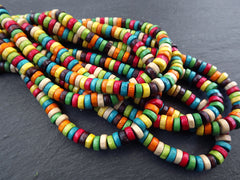 Fruity Rainbow Wood Beads, Multicolor, Mixed Color, Wooden Beads, Heishi Beads, Round Spacers, 16 inch Strand, 8mm, 2 Strands, Mix 3