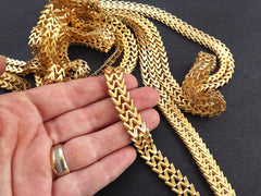 Large Chunky Gold W Link Chain, Unusual Statement Chain, Fold Over Link Chain, Jewelry Making, 22k Matte Gold Plated, 1 Meter = 3.3 Feet
