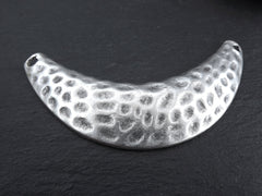 Hammered Necklace Blank Pendant Crescent Connector Holes, Mini Collar, Metal Blank, Matte Antique Silver Plated, 1pc