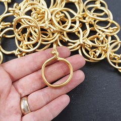 Twisted Circle Loop Pendant Connector Link, Gold Ring Closed Loop, 22k Matte Gold Plated, 2 PC