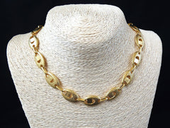 Gold Necklace Chain with Clasp, Chunky Textured Oval, Empty Chain, Blank chain, Necklace Supplies, Non tarnish, 22k Matte Gold Plated, 19"