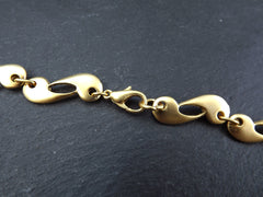 Gold Necklace Chain with Clasp, Paisley, Yin Yang, Empty Chain, Blank chain, Necklace Supplies, Non tarnish, 22k Matte Gold Plated, 19"