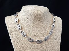 Silver Necklace Chain with Clasp, Chunky Textured Oval, Empty Chain, Blank chain, Necklace Supplies, Non tarnish, Matte Antique Silver, 19"
