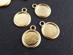 Round Smooth Pendant Tray Cabochon Setting, Blank Bezels, Pendant Blank, Charm Blank, Rolled Edge, 14mm, 22k Matte Gold, 4pc