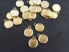 Round Smooth Pendant Tray Cabochon Setting, Blank Bezels, Pendant Blank, Charm Blank, Rolled Edge, 14mm, 22k Matte Gold, 4pc