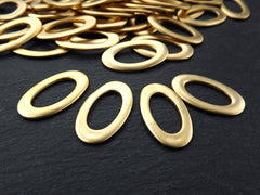 Flat Oval Link Components, Closed Loop, Gold Loop, Gold Oval Finding, Gold Charm Link, Gold Supplies, 26x15mm, 22k Matte Gold, 5pc