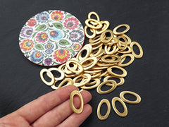 Flat Oval Link Components, Closed Loop, Gold Loop, Gold Oval Finding, Gold Charm Link, Gold Supplies, 26x15mm, 22k Matte Gold, 5pc