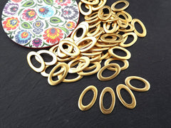 Flat Oval Link Components, Closed Loop, Gold Loop, Gold Oval Finding, Gold Charm Link, Gold Supplies, 26x15mm, 22k Matte Gold, 5pc