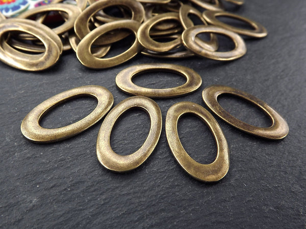 Flat Oval Link Components, Closed Loop, Bronze Loop, Bronze Oval Finding, Bronze Charm Link, Bronze Supplies, 26x15mm, Antique Bronze 5pc