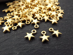 20 Mini Puff Star Charms, Gold Star Charm, Tiny Charms, Drop Charm, Bracelet Charms, Beading Supplies, 22k Matte Gold Plated