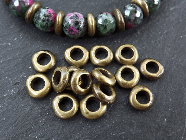 6mm Heishi Washer Bead Spacers, Mykonos Greek Beads, Round Metal
