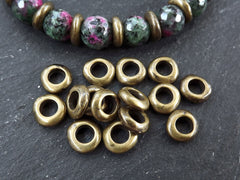 Bronze Heishi Washer Bead Spacers, Mykonos Greek Beads, Organic Round Metal Beads, Jewelry Making Supply, Antique Bronze Plated