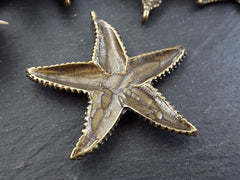 Large Starfish Sea Star Necklace Pendant, Side Facing Bail, Antique Bronze Plated, 1pc