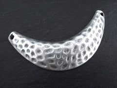 Hammered Necklace Blank Pendant Crescent Connector Holes, Mini Collar, Metal Blank, Matte Antique Silver Plated, 1pc