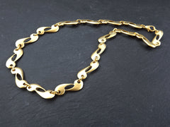 Gold Necklace Chain with Clasp, Paisley, Yin Yang, Empty Chain, Blank chain, Necklace Supplies, Non tarnish, 22k Matte Gold Plated, 19"