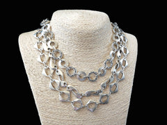 Silver Necklace Chain with Clasp, Chunky Diamond Link, Empty Chain, Blank chain, Necklace Supplies, Non tarnish, Matte Antique Silver, 19"