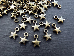 20 Mini Puff Star Charms, Bronze Star Charm, Tiny Charms, Drop Charm, Bracelet Charms, Beading Supplies, Antique Bronze Plated