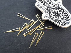 12 Raw Brass Triangle Spike Pendant Charm Blank, Hollow Cut Out Triangle, Earring Connector Findings, 40x8mm,