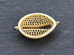 Cowrie Shell Connector Charms, Gold Rhinestone Shell Charms, Rainbow Micro Pave Cowrie Shell, Puka Shell, Bracelet Charm