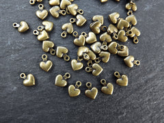 Tiny Heart Charms, Bronze Puff Heart Charm, Mini Heart Charms, Jewelry Making Supplies, Antique Bronze Plated, 30pcs