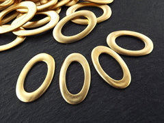 Flat Oval Link Components, Closed Loop, Gold Loop, Gold Oval Finding, Gold Charm Link, Gold Supplies, 26x15mm, 22k Matte Gold, 5pc