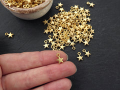20 Mini Puff Star Charms, Gold Star Charm, Tiny Charms, Drop Charm, Bracelet Charms, Beading Supplies, 22k Matte Gold Plated